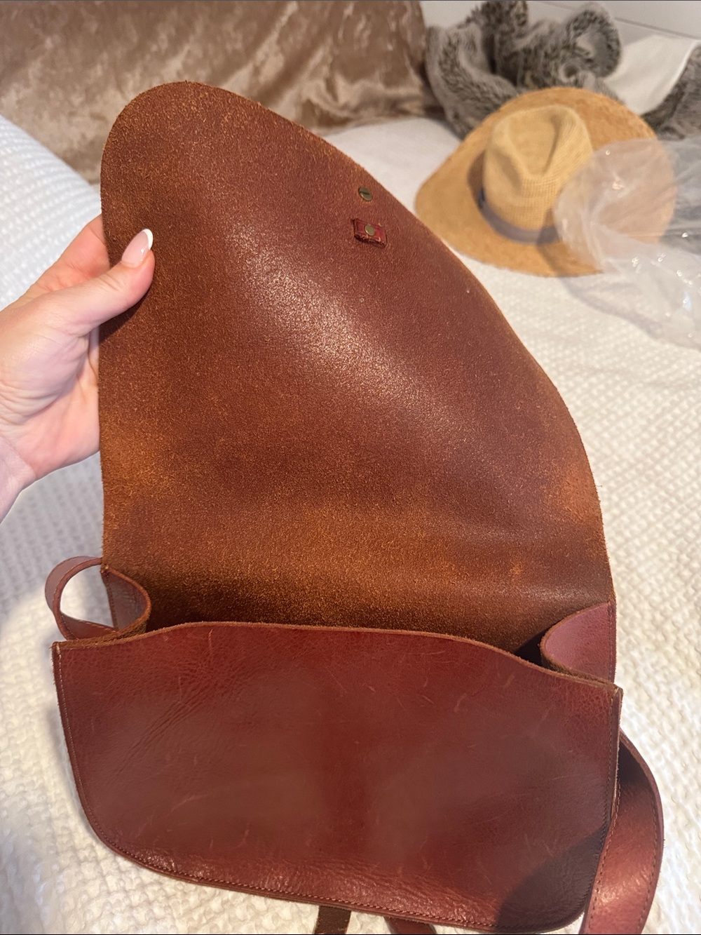 Lucky Brand Rustic Brown Leather Crossbody Satchel - Picture 8 of 13